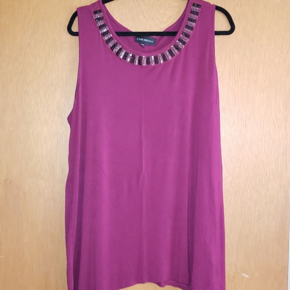 Lane Bryant Maroon embellished tank top